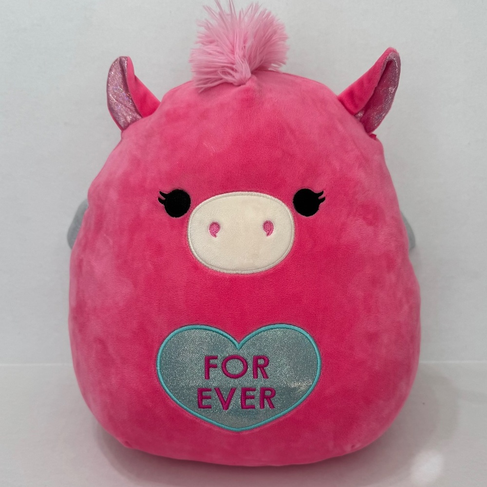 💕Squishmallow Paloma Pink Pegasus "ForEver" Heart Plush Valentines 12"NWOT